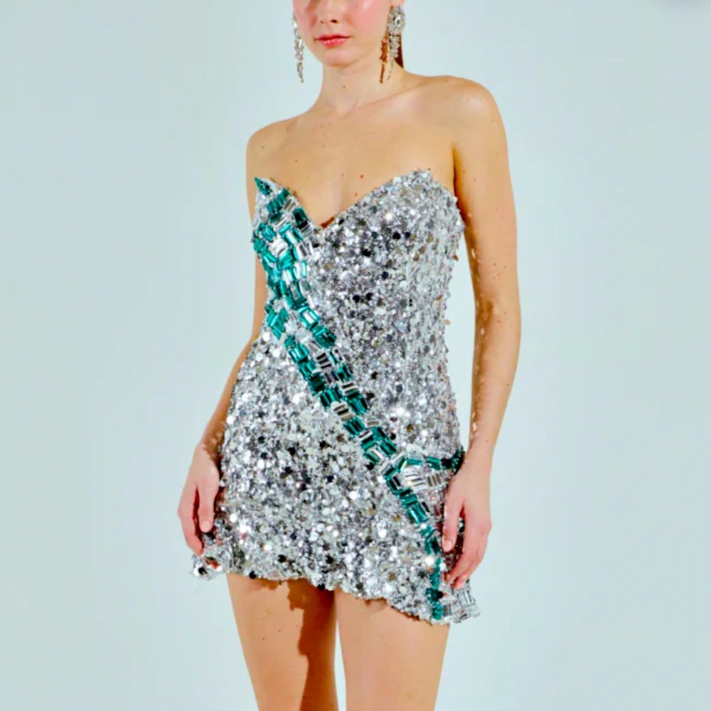 New Akira LET ME REMIND YOU RHINESTONE MINI DRESS - Picture 10 of 14